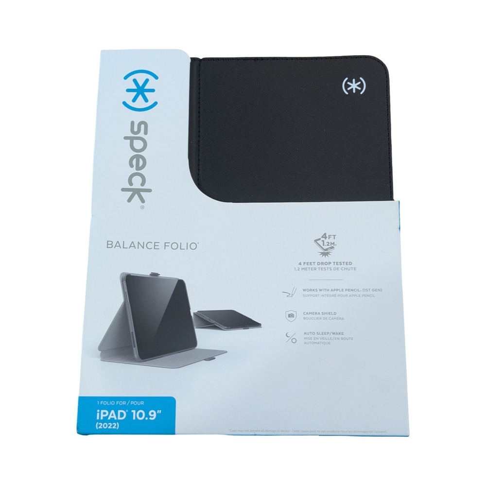 BbN Speck BALANCE FOLIO Case for 2022 Apple iPad 10.9'' - Black/Charcoal New